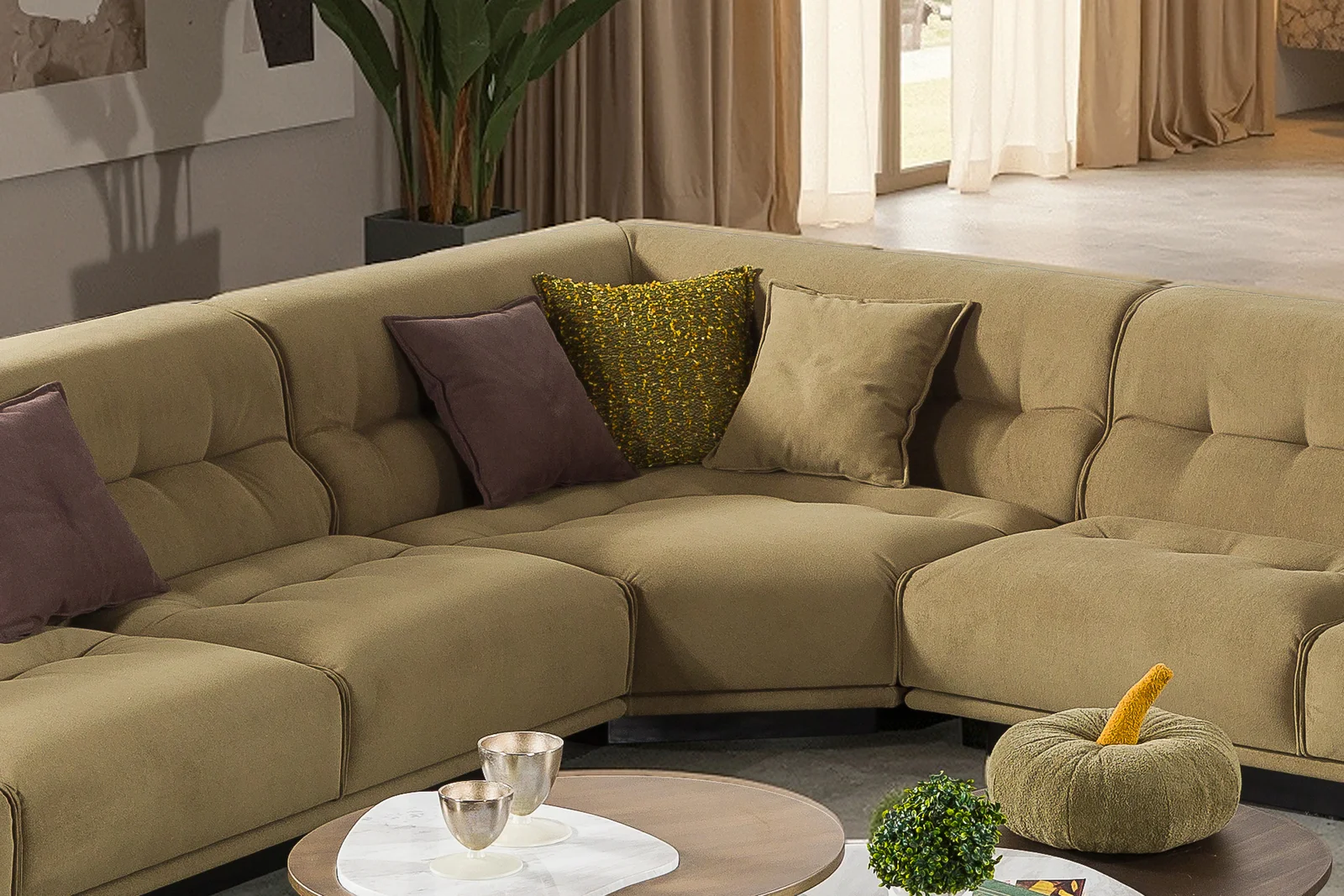 NANGARO - RAVELLO CORNER SOFA
(RIGHT MODULE + LEFT MODULE + CORNER MODULE + 3 SINGLE-SEAT MODULES) - RAVELLO CORNER MODULE