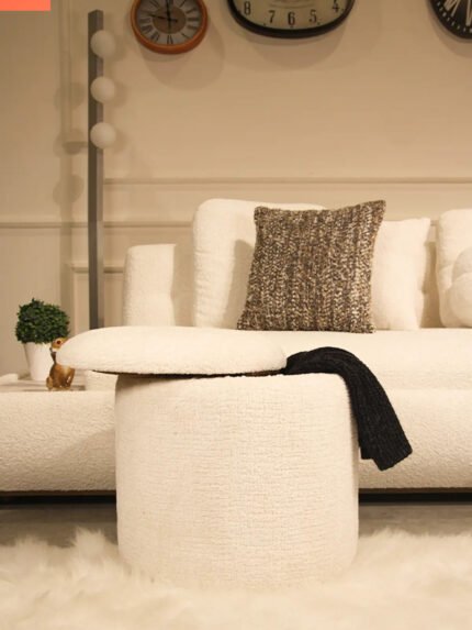 White Storage Pouf